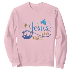 Jesus Is The Reason For The Season Sweatshirt Nativity Scene TS11 Light Pink Print Your Wear