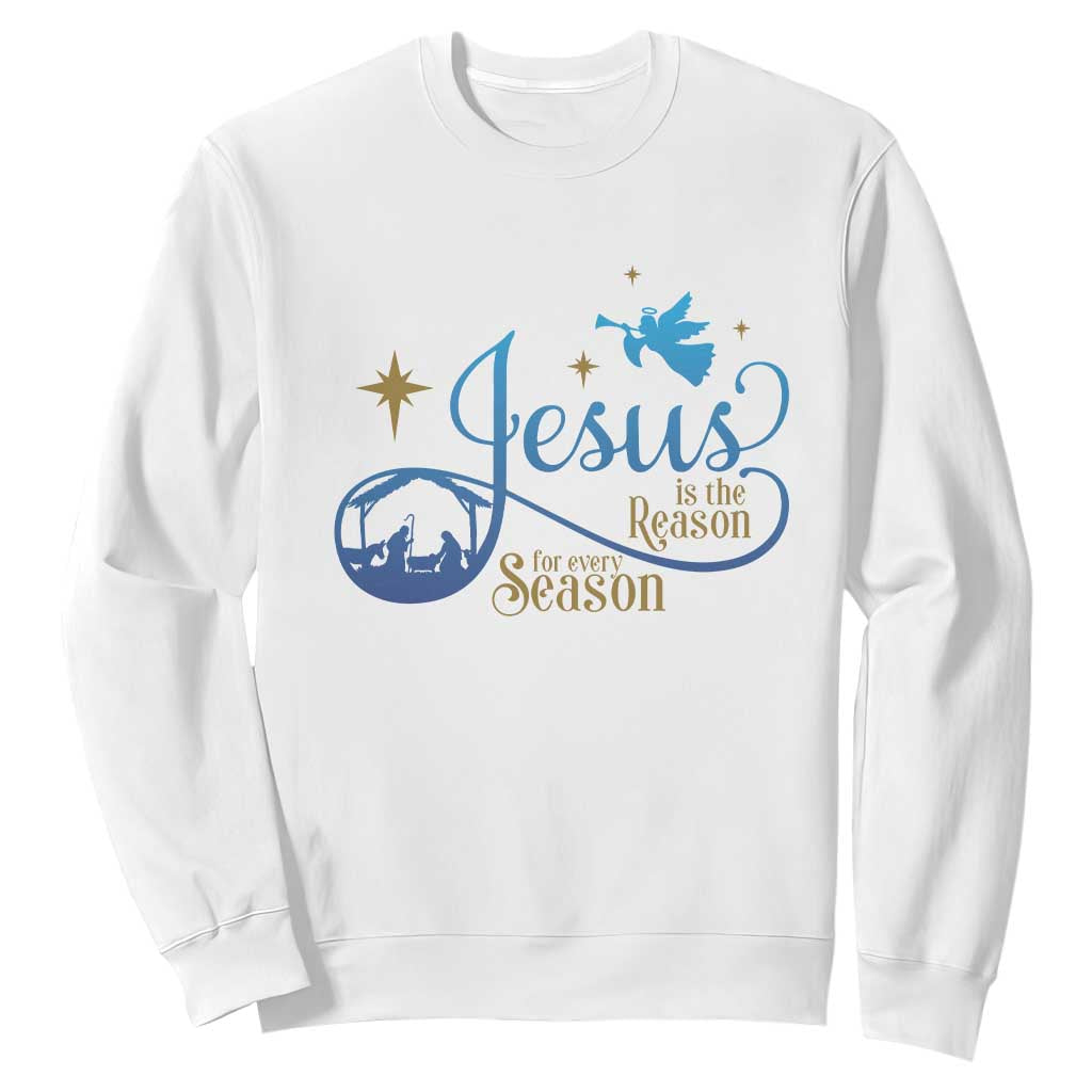 Jesus Is The Reason For The Season Sweatshirt Nativity Scene TS11 White Print Your Wear