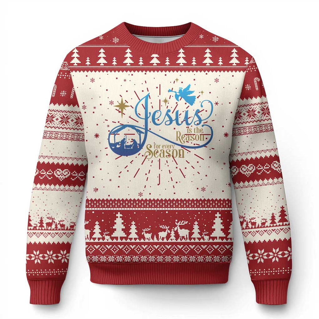 Jesus Is The Reason For The Season Ugly Christmas Sweater Nativity Scene TS11 Red Print Your Wear