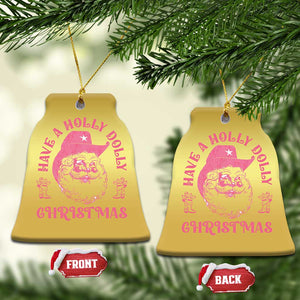 Western Xmas Christmas Ornament Have A Holly Dolly Cowboy Santa TS11 Bell Flake Gold Print Your Wear