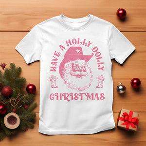 Western Christmas T Shirt Have A Holly Dolly Christmas Cowboy Santa TS11 White Print Your Wear