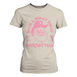 Western Christmas T Shirt For Women Have A Holly Dolly Christmas Cowboy Santa TS11 Sand Print Your Wear