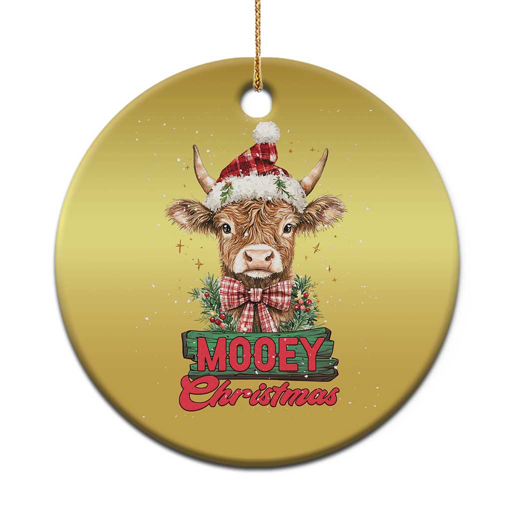 Funny Xmas Highland Cow Christmas Ornament Mooey Xmas Western Cow Santa Hat TS11 Print Your Wear