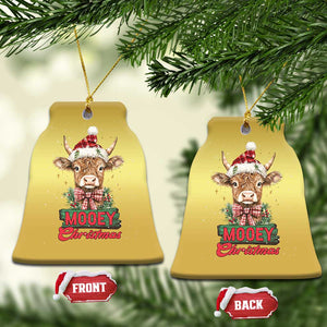 Funny Xmas Highland Cow Christmas Ornament Mooey Xmas Western Cow Santa Hat TS11 Bell Flake Gold Print Your Wear