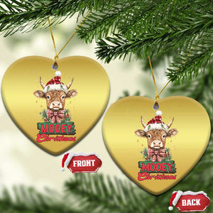 Funny Xmas Highland Cow Christmas Ornament Mooey Xmas Western Cow Santa Hat TS11 Heart Gold Print Your Wear