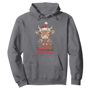 Funny Christmas Highland Cow Hoodie Mooey Christmas Western Cow Santa Hat TS11 Charcoal Print Your Wear