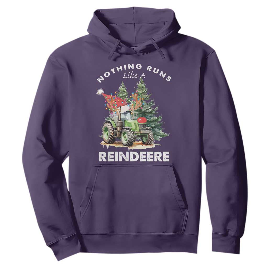 Funny Christmas Tractor Hoodie Nothing Runs Like A Reindeere Farmers TS11 Purple Print Your Wear