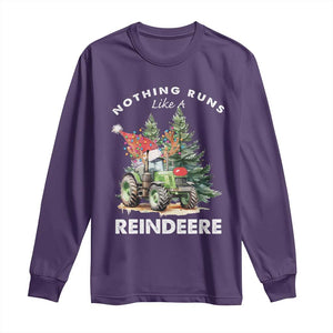 Funny Christmas Tractor Long Sleeve Shirt Nothing Runs Like A Reindeere Farmers TS11 Purple Print Your Wear