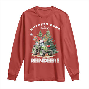 Funny Christmas Tractor Long Sleeve Shirt Nothing Runs Like A Reindeere Farmers TS11 Red Print Your Wear