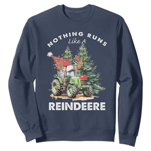 Funny Christmas Tractor Sweatshirt Nothing Runs Like A Reindeere Farmers TS11 Navy Print Your Wear