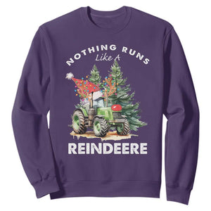 Funny Christmas Tractor Sweatshirt Nothing Runs Like A Reindeere Farmers TS11 Purple Print Your Wear