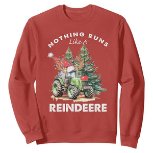 Funny Christmas Tractor Sweatshirt Nothing Runs Like A Reindeere Farmers TS11 Red Print Your Wear