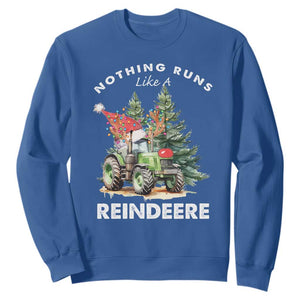 Funny Christmas Tractor Sweatshirt Nothing Runs Like A Reindeere Farmers TS11 Royal Blue Print Your Wear