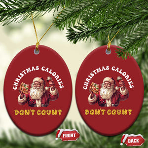 Funny Xmas Santa Christmas Ornament Xmas Calories Don't Count Pizza Wine TS11 Oval Red Print Your Wear