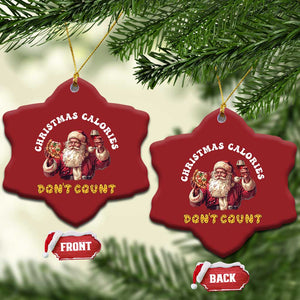 Funny Xmas Santa Christmas Ornament Xmas Calories Don't Count Pizza Wine TS11 Snow Flake Red Print Your Wear