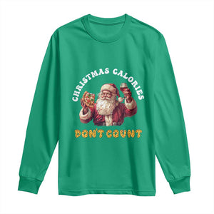 Funny Christmas Santa Long Sleeve Shirt Xmas Calories Don't Count Pizza Wine TS11 Irish Green Print Your Wear