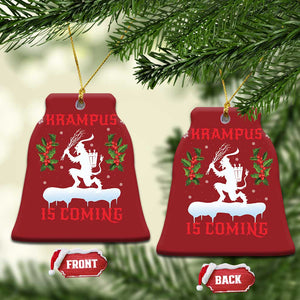 Funny Xmas Yule Krampus Is Coming Mistletoe Christmas Ornament TS11 Bell Flake Red Print Your Wear