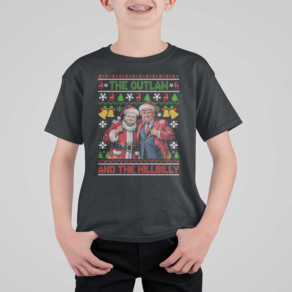 Trump Vance Chrismas T Shirt For Kid The Outlaw And The Hillbilly Ugly Xmas Bell TS11 Black Print Your Wear