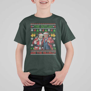 Trump Vance Chrismas T Shirt For Kid The Outlaw And The Hillbilly Ugly Xmas Bell TS11 Dark Forest Green Print Your Wear