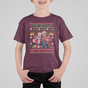 Trump Vance Chrismas T Shirt For Kid The Outlaw And The Hillbilly Ugly Xmas Bell TS11 Maroon Print Your Wear