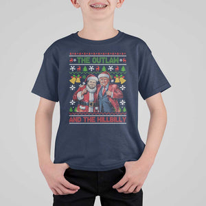 Trump Vance Chrismas T Shirt For Kid The Outlaw And The Hillbilly Ugly Xmas Bell TS11 Navy Print Your Wear