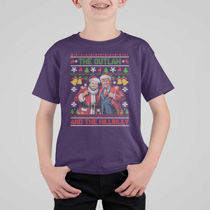 Trump Vance Chrismas T Shirt For Kid The Outlaw And The Hillbilly Ugly Xmas Bell TS11 Purple Print Your Wear