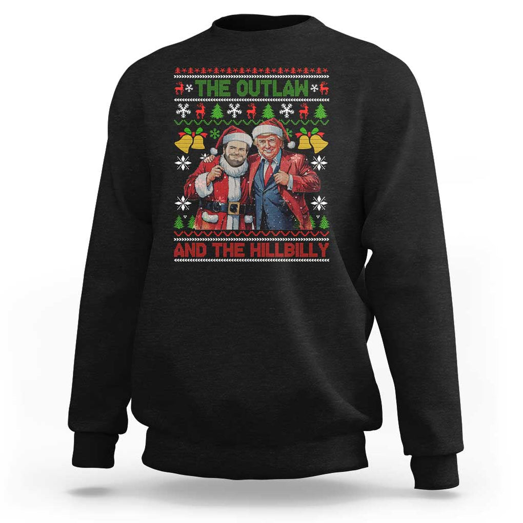 Trump Vance Chrismas Sweatshirt The Outlaw And The Hillbilly Ugly Xmas Bell TS11 Black Print Your Wear