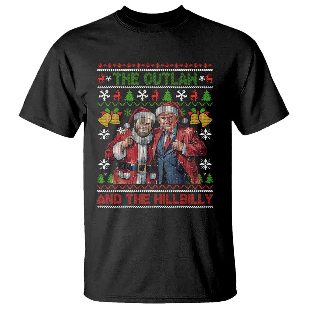 Trump Vance Chrismas T Shirt The Outlaw And The Hillbilly Ugly Xmas Bell TS11 Black Print Your Wear