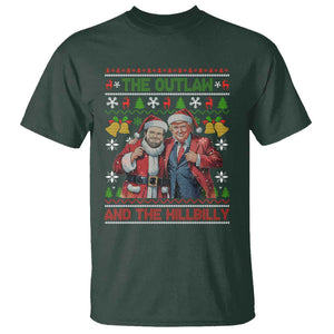 Trump Vance Chrismas T Shirt The Outlaw And The Hillbilly Ugly Xmas Bell TS11 Dark Forest Green Print Your Wear