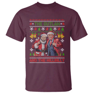 Trump Vance Chrismas T Shirt The Outlaw And The Hillbilly Ugly Xmas Bell TS11 Maroon Print Your Wear