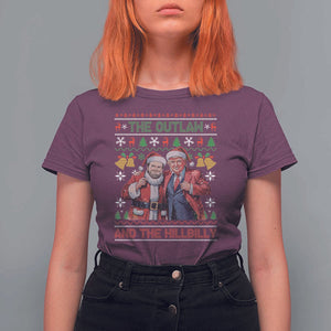 Trump Vance Chrismas T Shirt For Women The Outlaw And The Hillbilly Ugly Xmas Bell TS11 Maroon Print Your Wear