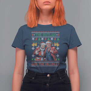 Trump Vance Chrismas T Shirt For Women The Outlaw And The Hillbilly Ugly Xmas Bell TS11 Navy Print Your Wear