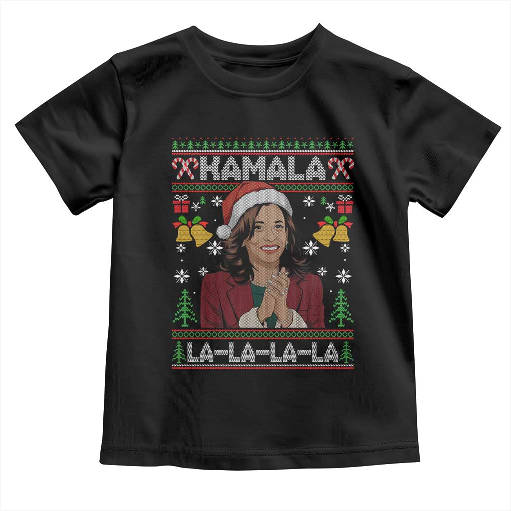 Funny Harris Christmas Baby Shirt Kamala La La La La Ugly Santa Hat Xmas TS11 Black Print Your Wear