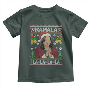 Funny Harris Christmas Baby Shirt Kamala La La La La Ugly Santa Hat Xmas TS11 Dark Forest Green Print Your Wear