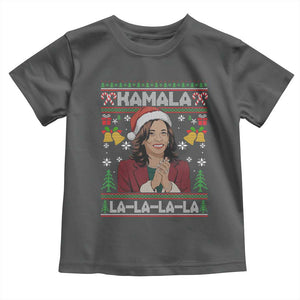 Funny Harris Christmas Baby Shirt Kamala La La La La Ugly Santa Hat Xmas TS11 Dark Heather Print Your Wear