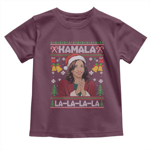 Funny Harris Christmas Baby Shirt Kamala La La La La Ugly Santa Hat Xmas TS11 Maroon Print Your Wear