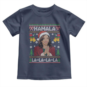 Funny Harris Christmas Baby Shirt Kamala La La La La Ugly Santa Hat Xmas TS11 Navy Print Your Wear