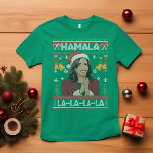 Funny Harris Christmas T Shirt Kamala La La La La Ugly Santa Hat Xmas TS11 Irish Green Print Your Wear