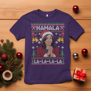 Funny Harris Christmas T Shirt Kamala La La La La Ugly Santa Hat Xmas TS11 Purple Print Your Wear