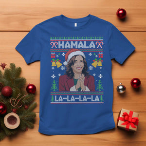 Funny Harris Christmas T Shirt Kamala La La La La Ugly Santa Hat Xmas TS11 Royal Blue Print Your Wear