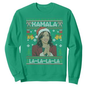 Funny Harris Christmas Sweatshirt Kamala La La La La Ugly Santa Hat Xmas TS11 Irish Green Print Your Wear