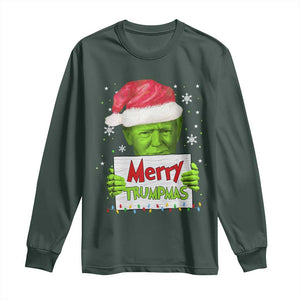 Funny Trump Christmas Long Sleeve Shirt Merry Trumpmas Santa Trump TS11 Dark Forest Green Print Your Wear