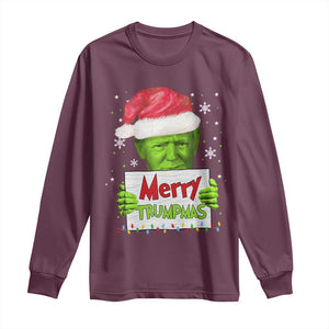 Funny Trump Christmas Long Sleeve Shirt Merry Trumpmas Santa Trump TS11 Maroon Print Your Wear