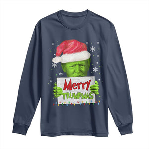 Funny Trump Christmas Long Sleeve Shirt Merry Trumpmas Santa Trump TS11 Navy Print Your Wear