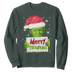 Funny Trump Christmas Sweatshirt Merry Trumpmas Santa Trump TS11 Dark Forest Green Print Your Wear