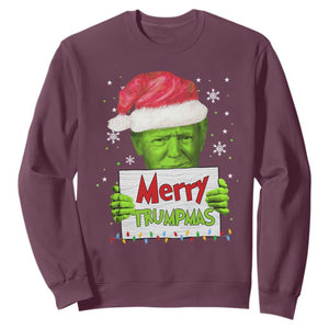 Funny Trump Christmas Sweatshirt Merry Trumpmas Santa Trump TS11 Maroon Print Your Wear