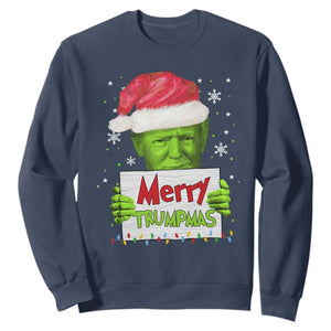 Funny Trump Christmas Sweatshirt Merry Trumpmas Santa Trump TS11 Navy Print Your Wear