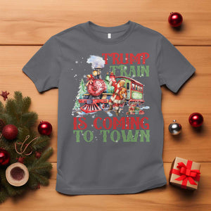 Trump Christmas T Shirt Trump Train Is Coming To Town Xmas TS11 Charcoal Print Your Wear