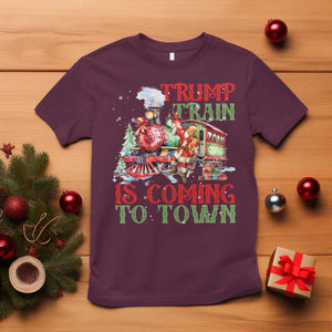 Trump Christmas T Shirt Trump Train Is Coming To Town Xmas TS11 Maroon Print Your Wear