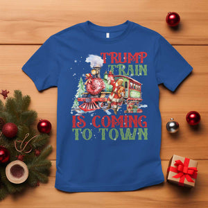 Trump Christmas T Shirt Trump Train Is Coming To Town Xmas TS11 Royal Blue Print Your Wear